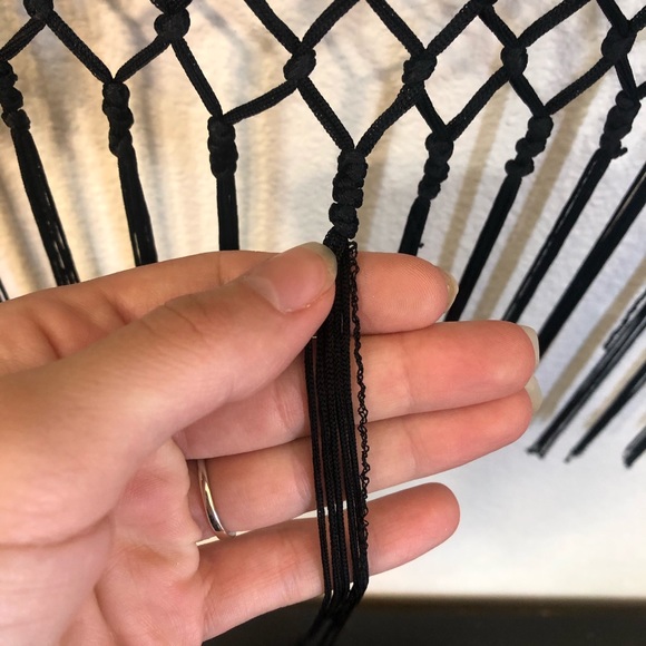 Black and White Embroidered Fringe Shawl Cardigan - Picture 12 of 13